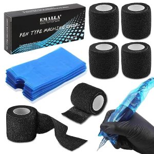 Pen Machine Covers with Grip Tapes - Rayyl 200pcs Tattoo Pen Covers and 4pcs Tattoo Grip Tape Wrap