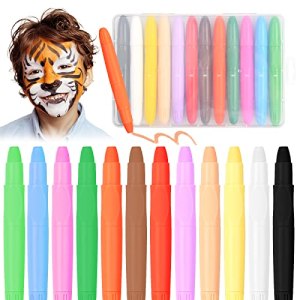Focenat 12 Colors Face Paint Crayons Kit for Kids, Safe Non-Toxic Body Paint Set