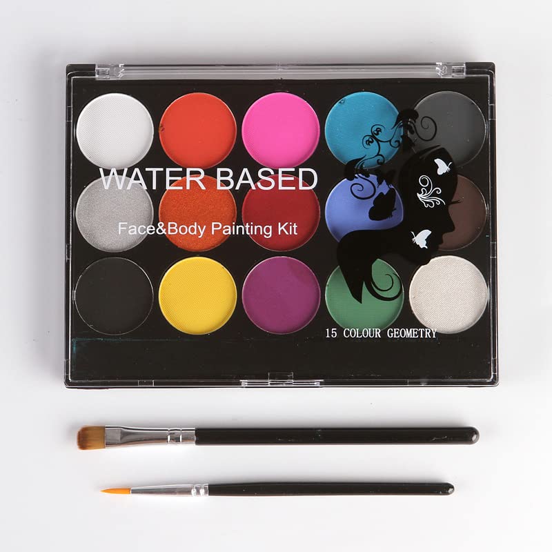 15 Colors Water Based Face Body Paint Kit Professional Water-Soluble Pigment Tattoo Painting