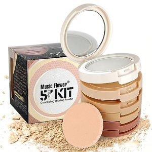 FantasyDay 5 in 1 Makeup Setting Powder, Pressed Powder Foundation with Mattifying Finish, Water- and Heat-Resistant