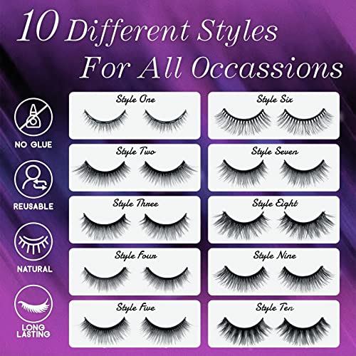 Magnetic Eyelashes & Eyeliner Kit 10 Pairs 3D & 5D Reusable Short Long Lashes Set - Image 2