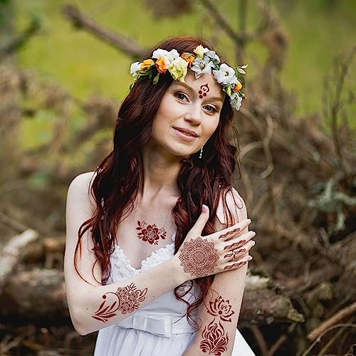 Blue Glow in the Dark Indian Lace Temporary Tattoos for Woman Girls Hand Arm Body Art - Image 8