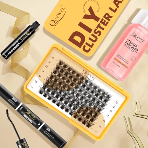 QUEWEL Lash Extension Kit, Clusters Bond & Seal, Applicator Tool, Glue Remover, Natural Look (FDD-H01-kit) - Image 128