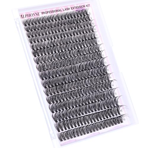 ALPHONSE Lash Clusters 9-16mm DIY Eyelash Extensions 200 Pcs Natural Look D Curl Wispy Cluster Lashes - Image 3