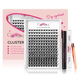 Crislashes Cluster Lashes Kit, 168 PCS Mix 8-16mm, Lash Bond and Seal, Applicator (Volume Kit)