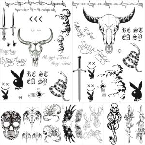 Post Malone Face Tattoo Set - 10 Sheets, Halloween Temporary Tattoos