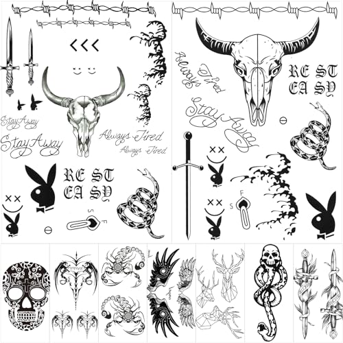 Post Malone Face Tattoo Set - 10 Sheets, Halloween Temporary Tattoos