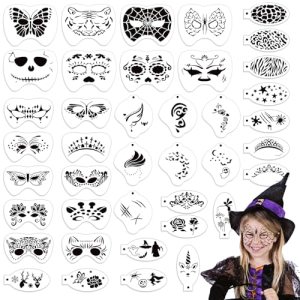 OOTSR 40 Pcs Face Paint Stencils Kit for Kids, Body Painting Template for Party Holiday Halloween Makeup Art
