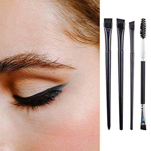 4 Pcs Eyeliner Brush Kit, Fine Angled Eyeliner Brush Flat Slanted Thin Eyebrow Brush Double-Ended Angled Eye Brow Brush Concealer Brushes Synthetic Bristles - Image 3