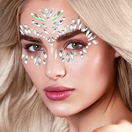 Face Jewels Sticker, 4pcs Rhinestone Mermaid Temporary Tattoo Stickers - Image 4