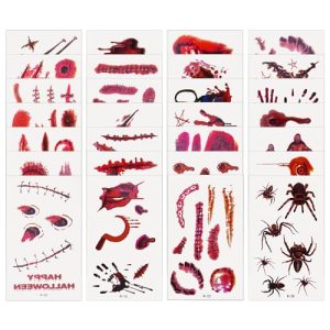 60 Sheets Halloween Temporary Tattoo Scar Stickers Waterproof