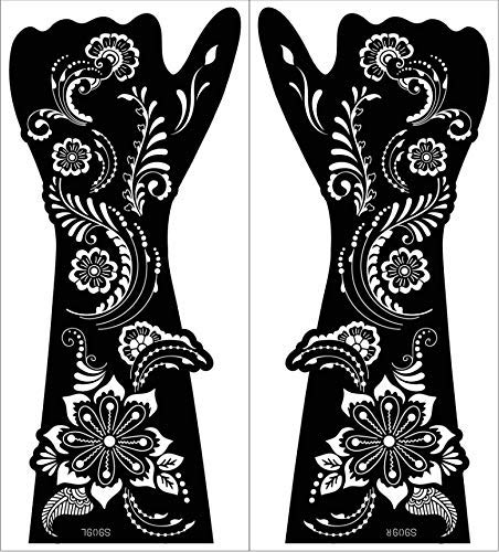 Xmasir 12 Sheets Large Henna Tattoo Stencil Templates, Indian Arabian Self Adhesive Tattoo Sticker for Hand Body Paint (S8) - Image 8