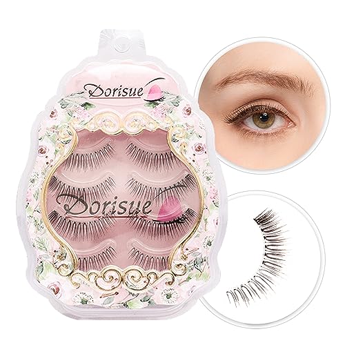 Dorisue Brown Natural False Lashes 3D Cat Eye Look 4 Pairs Pack