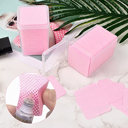 Dokpav 400 PCS Pink No Lint Nail Wipes, Eyelash Glue Cleaning Cotton Pads, 2 Bottles Non-woven Lash Glue Cleaning Cotton - Image 4