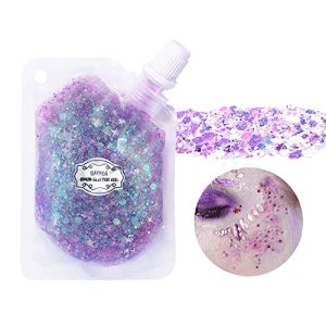 DAGEDA Body Glitter Gel, Mermaid Makeup Holographic Chunky Glitter Gel for Face Hair Nails (Purple)