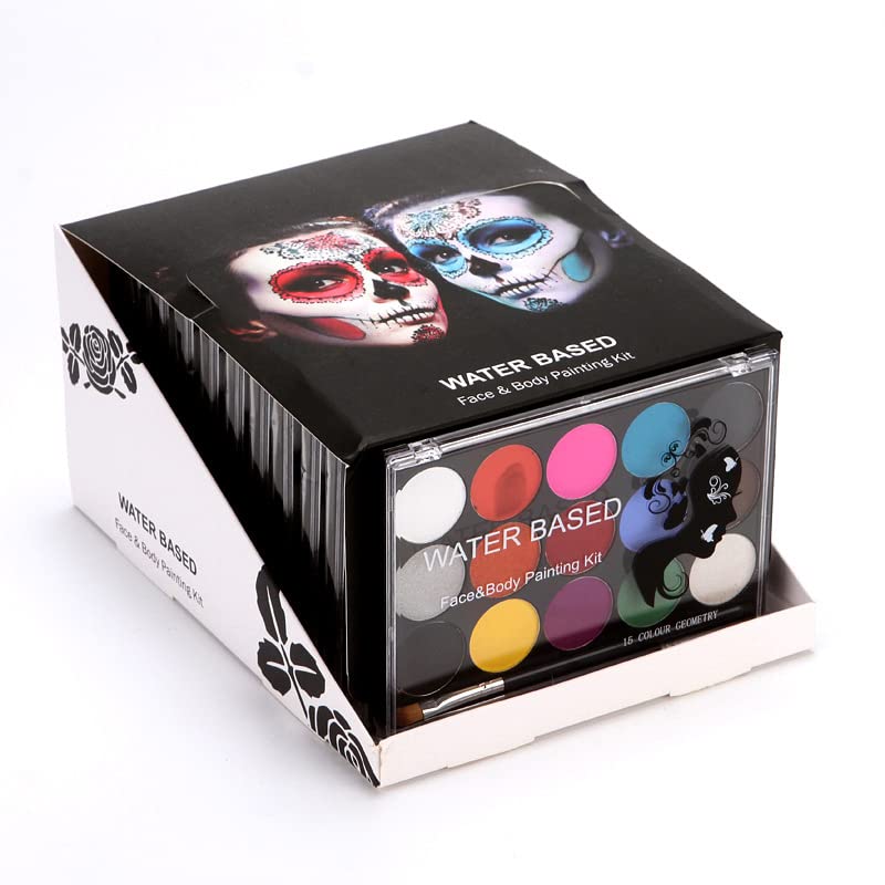 15 Colors Water Based Face Body Paint Kit Professional Water-Soluble Pigment Tattoo Painting - Image 4