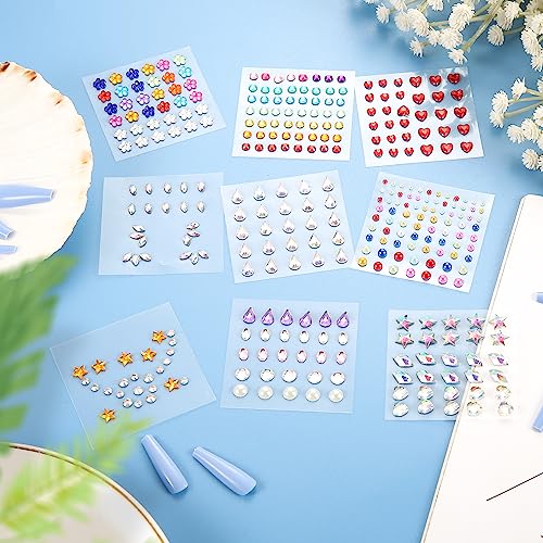 9 Sheets Face Gems Stickers, Self-adhesive Face Jewels and Nails Gem Stickers Temporary Tattoo Acrylic - Image 2