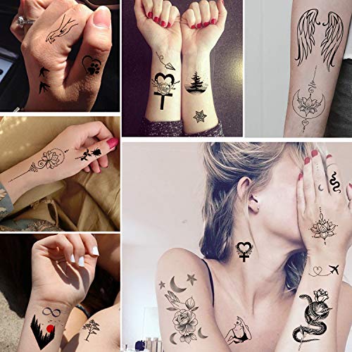Yazhiji 60 Sheets Tiny Waterproof Temporary Tattoos Moon Stars Constellations Music Compass - Image 4
