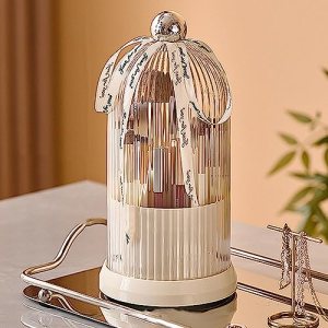 Makeup Brush Holder Organizer 360 Rotating Dustproof Container for Vanity