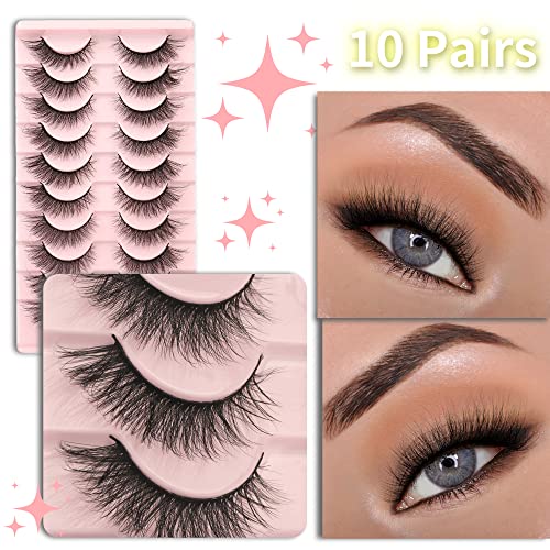 Manga Lashes Natural Looking False Eyelashes 14mm 10 Pairs Wispy Mink Eye Lashes - Image 11