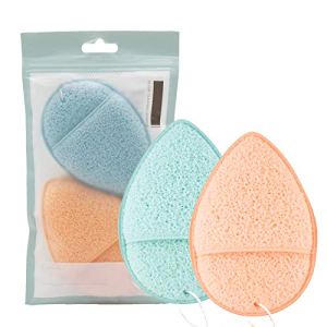 DAGEDA 2 PCS Konjac Facial Sponge, Deep Pore Cleansing, Exfoliating Blackheads, Makeup Remover, Glove Bath Sponge, All Skin Types, Reusable, 3.66 * 2.48 inches, Orange, Blue