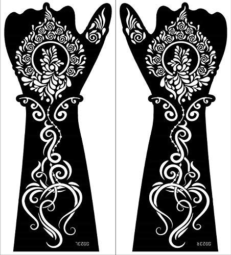 Xmasir 12 Sheets Large Henna Tattoo Stencil Templates, Indian Arabian Self Adhesive Tattoo Sticker for Hand Body Paint (S8) - Image 7