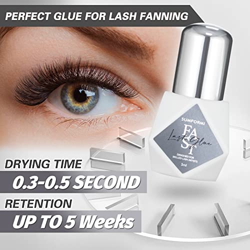 SUMFORMI Lash Glue for Eyelash Extension 0.3 Sec Dry Time 4-5 Weeks Retention Maximum Bond Power (0.17fl.oz / 5ml) Black Adhesive - Image 2