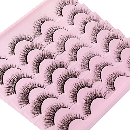 Lashes Wispy False Eyelashes Natural Look 3D Mink Eye Lashes Pack (A10-14mm) 10 Pair - Image 15