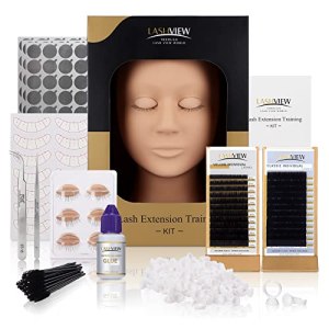 LASHVIEW Lash Extension Kit with 4pc Removable Eyelids, Eyelash Extensions Beginners,Training Makeup and Eyelash Graft