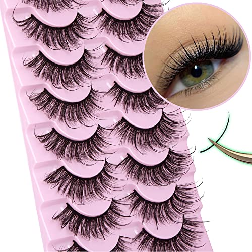 Manga Lashes Natural Looking False Eyelashes 14mm 10 Pairs Wispy Mink Eye Lashes - Image 5