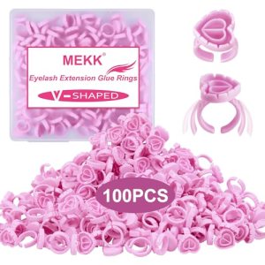 Glue Rings 100PCS for Eyelash Extensions Disposable Lash Glue Holder Pink