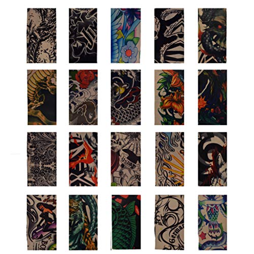 Temporary Tattoo Arm Sleeves Sunscreen Sleeves Halloween Tattoo Large (20 Count) - Image 2
