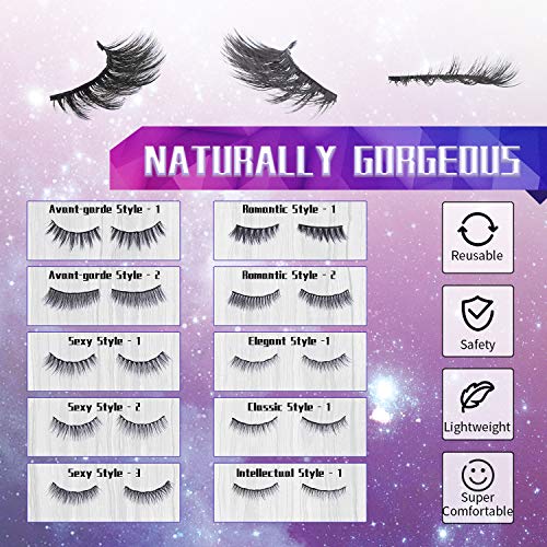 Magnetic Eyelashes with Eyeliner Kit, 10 Pairs Natural Look, Reusable, Strong Magnetism - Image 2