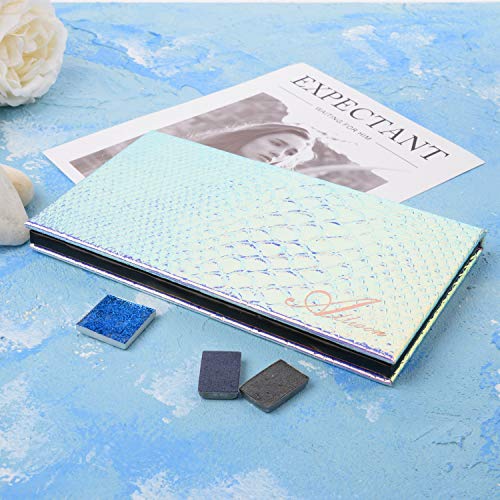 Allwon Magnetic Palette Mermaid Empty Makeup Palette with Mirror and 20Pcs Adhesive Empty Palette Metal Stickers - Image 4