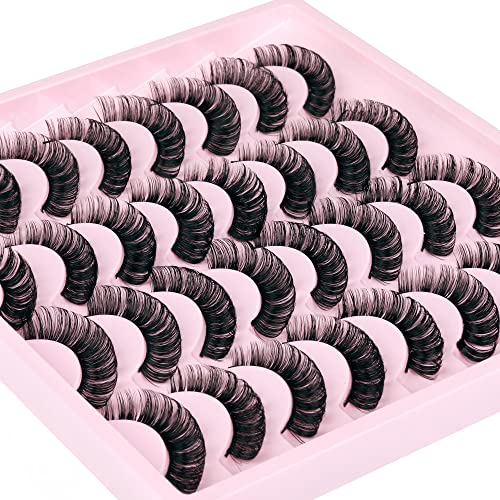 JIMIRE Cat Eye False Eyelashes Wispy 3D Faux Mink Lashes Fluffy Crossed Volume 16 Pairs - Image 7