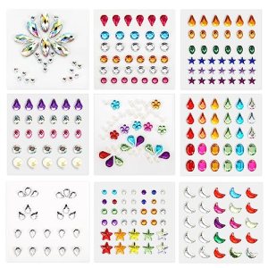 Face Gems Stickers Self-adhesive Face Jewels Stars Flower Drop Shape Cute Face Diamonds