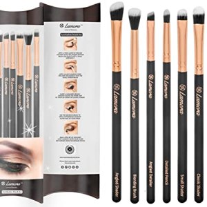 Eye Brush Set - Eyeshadow Eyeliner Blending Crease Kit - 7 Essential Makeup Brushes - Pencil, Shader, Tapered, Definer - Lamora