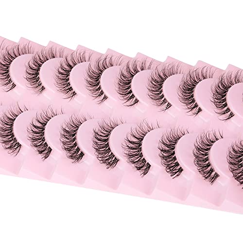 Lashes Wispy False Eyelashes Natural Look 3D Mink Eye Lashes Pack (A10-14mm) 10 Pair - Image 35