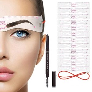 TEUVO Eyebrow Stencils Kit, 12 Styles, Reusable, Black Brow Pencils