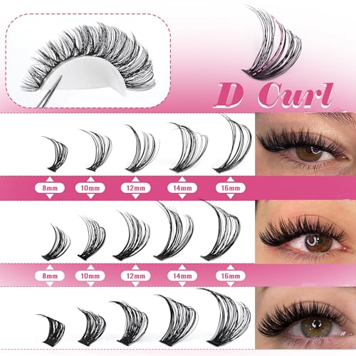 EYDEVRO Lash Extension Kit, Synthetic Mink Individual Lashes, 360pcs 8-16mm Clusters - Image 2