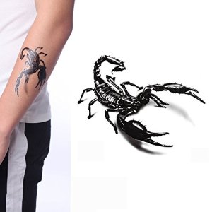 Yeeech 3D Scorpion Temporary Tattoos Sticker Men Black 2 Sheets