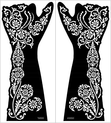 Xmasir 12 Sheets Large Henna Tattoo Stencil Templates, Indian Arabian Self Adhesive Tattoo Sticker for Hand Body Paint (S8) - Image 9
