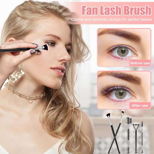 Eyebrow Brush, Mascara Fan Brush, 3 Pcs Angled Fan Shaped Eyelash Brush, Enhance Lower Lashes JieGuanG - Image 3