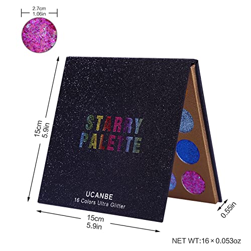 UCANBE Pro Glitter Eyeshadow Palette - 16 Colors Ultra Shimmer - Image 4