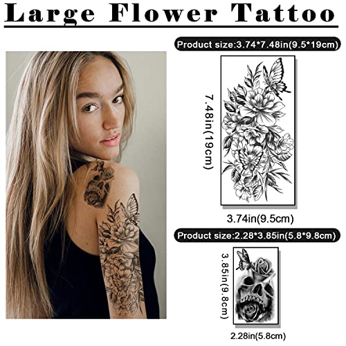 Temporary Tattoo for Women and Men, 77 Sheets Realistic Lion Wolf Owl Elk Snake Butterfly Rose, Waterproof Fake Tattoos - Image 2