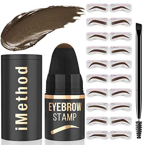 iMethod Eyebrow Stamp and Stencil Kit - Long-Lasting, Natural Look, 20 Shapes