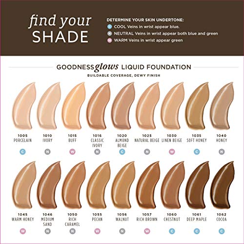 Burt's Bees Goodness Glows Liquid Foundation Medium Sand 1 fl. oz. - Nourishing Makeup for Tan Skin - Image 4