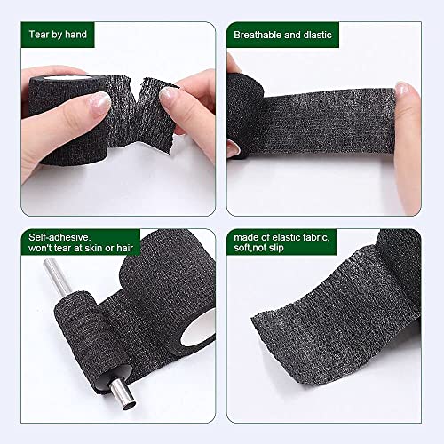 Narkysus 6Pcs Tattoo Grip Tape 2" x 5 Yards - Elastic Fabric, Black - Image 4