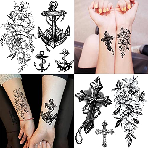 Shegazzi 52 Sheets Black Skull Rose Temporary Tattoos Arm Neck Tatoos Waterproof - Image 2