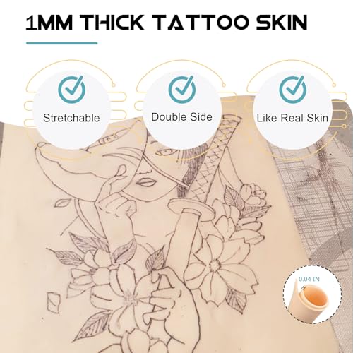 WZPB Fake Tattoo Skin Practice - 10Pcs Tattoo Practice Skin 8x6" - Image 2